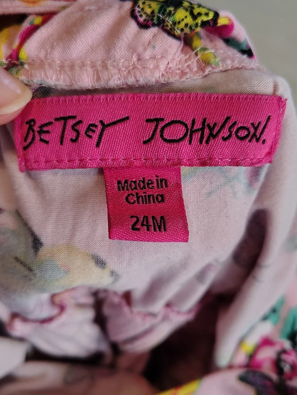 Betsy Johnson Pink Butterfly Floral One Shoulder Romper Size 24 Months Infant